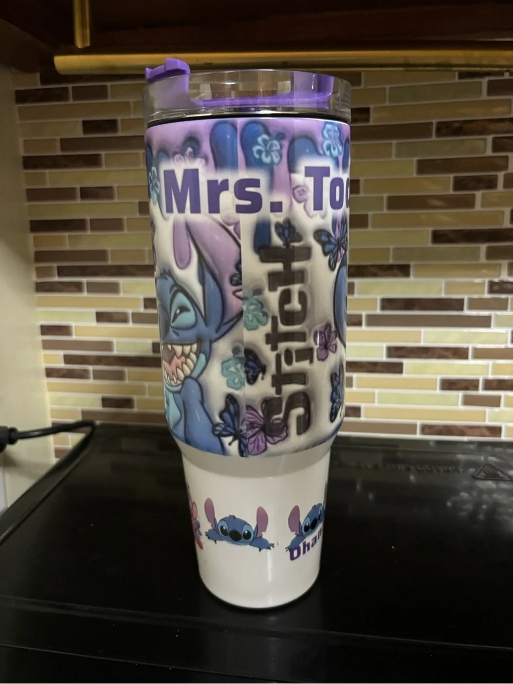 Stitch Themed Travel Tumbler - Purple & Blue